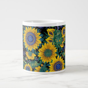 Sunflowers Ukrainian Petrikivka folk art Large Coffee Mug