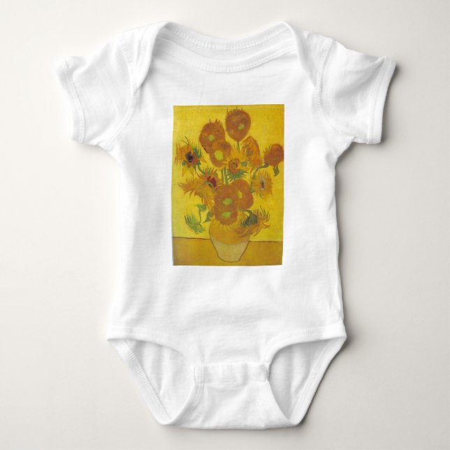 Sunflowers - Vincent Van Gogh Baby Bodysuit (Front)