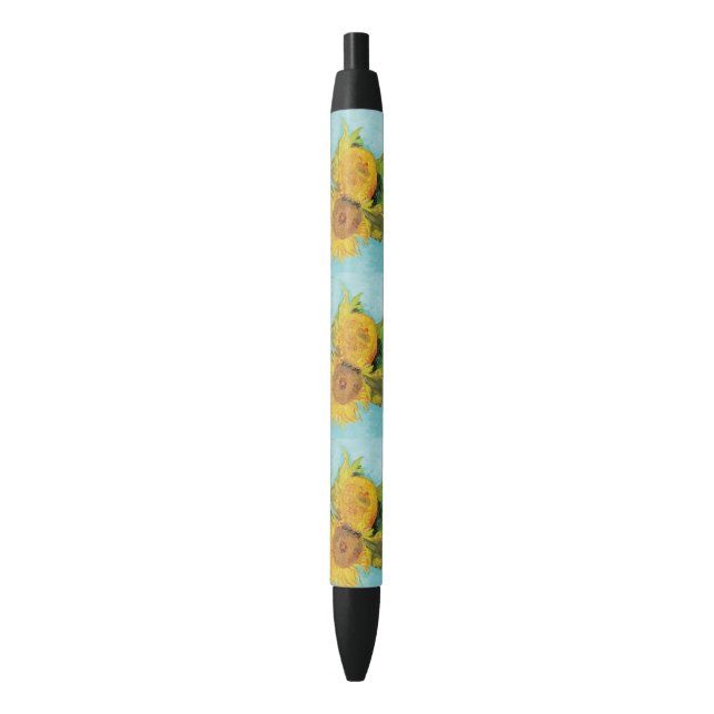 Sunflowers Vincent van Gogh   Black Ink Pen (Front Vertical)