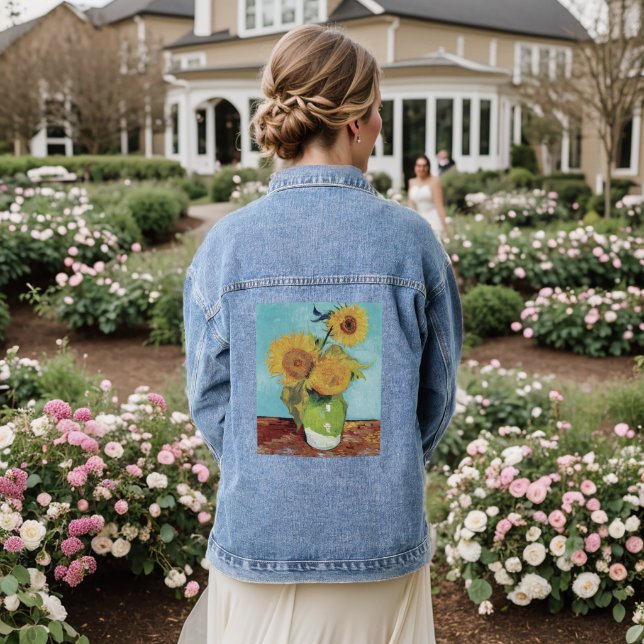 Sunflowers, Vincent Van Gogh Denim Jacket (Wedding Back)