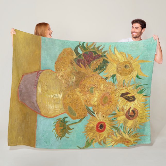 Sunflowers Vincent van Gogh Fleece Blanket (In Situ)