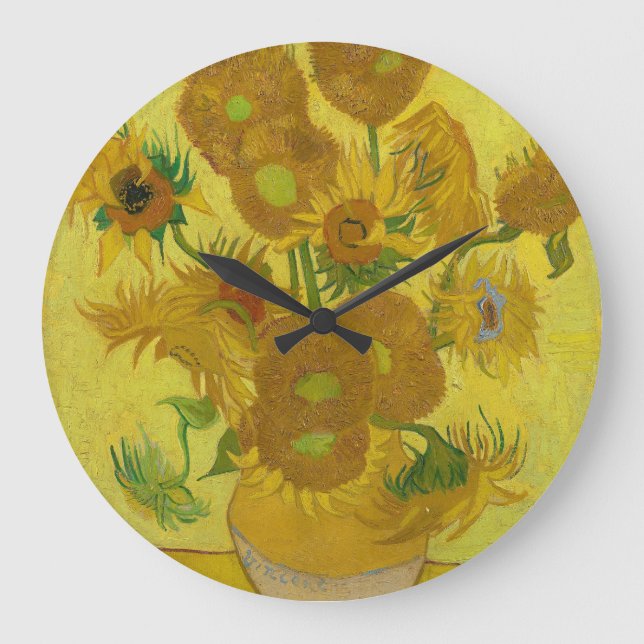 Sunflowers - Vincent van Gogh Large Clock (Front)