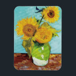 Sunflowers Vincent van Gogh  Magnet<br><div class="desc">Sunflowers (1888)  Vincent van Gogh. Still life on a blue background. A bright bouquet of sunflower flowers stand in a vase. Reproduction of famous works of art  images in the public domain.</div>