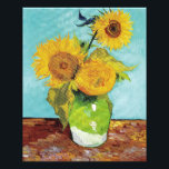 Sunflowers Vincent van Gogh  Photo Print<br><div class="desc">Sunflowers (1888)  Vincent van Gogh. Still life on a blue background. A bright bouquet of sunflower flowers stand in a vase. Reproduction of famous works of art  images in the public domain.</div>