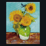 Sunflowers Vincent van Gogh Poster<br><div class="desc">Sunflowers (1888)  Vincent van Gogh. Still life on a blue background. A bright bouquet of sunflower flowers stand in a vase. Reproduction of famous works of art  images in the public domain.</div>