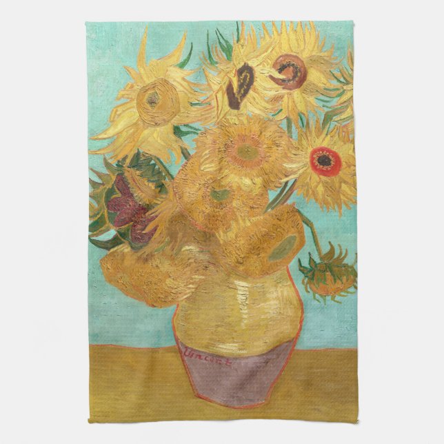 Sunflowers Vincent van Gogh    Tea Towel (Vertical)