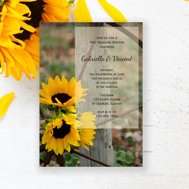 Sunflowers Wagon Wheel Western Post Wedding Brunch Invitation (Creator Uploaded)