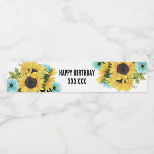 sunflowers water bottle LABEL floral