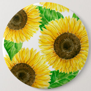 Sunflowers watercolor 6 cm round badge