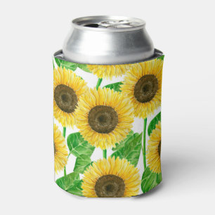Sunflowers watercolor can cooler
