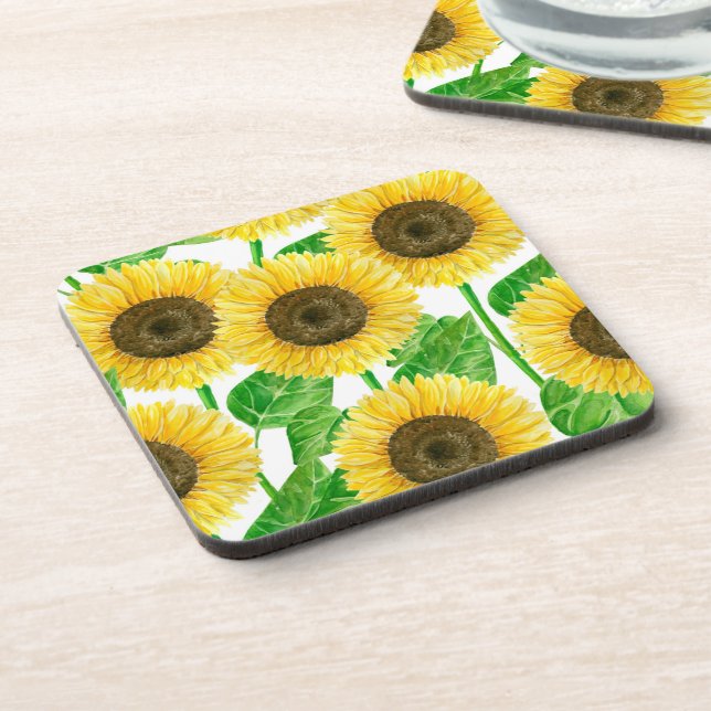 Sunflowers watercolor coaster (Left Side)