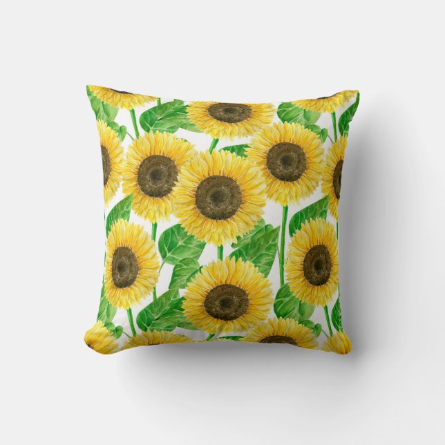 Sunflowers watercolor cushion (Front)