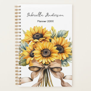 Sunflowers Watercolor Custom Name   Planner