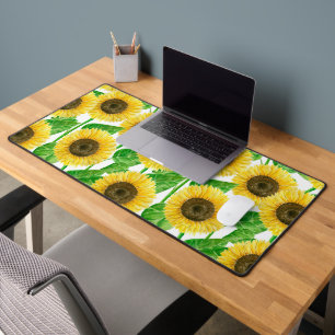 Sunflowers watercolor desk mat