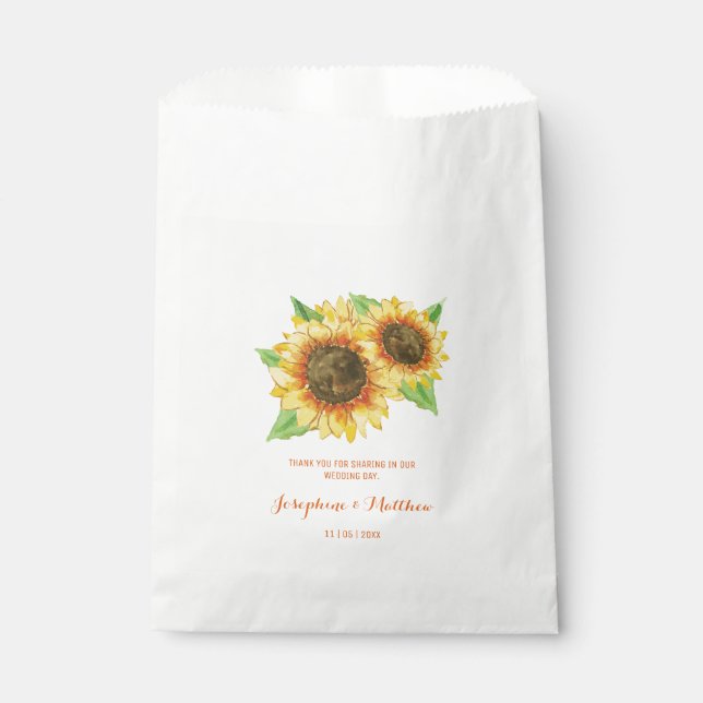 Sunflowers Watercolor Favour Bags (Front)