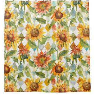 Sunflowers Watercolor floral Shower Curtain