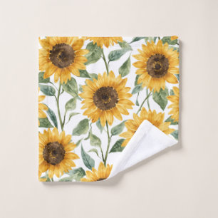 Sunflowers Watercolor Floral Yellow Painting Wash Cloth