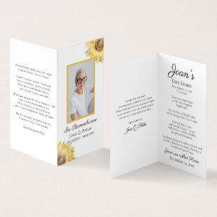 Sunflowers Watercolor Funeral Memorial Prayer Business Card