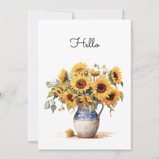 Sunflowers Watercolor Illustration Flat Card (Front)