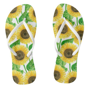 Sunflowers watercolor jandals