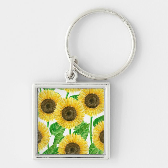 Sunflowers watercolor key ring (Front)