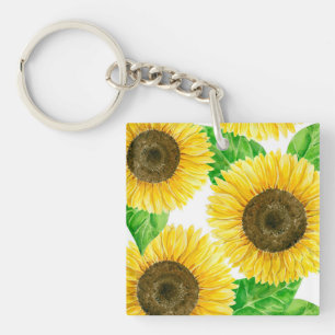 Sunflowers watercolor key ring