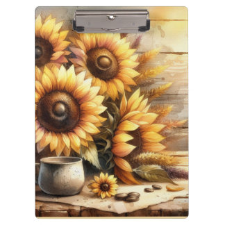 Sunflowers Watercolor Painting Clipboard