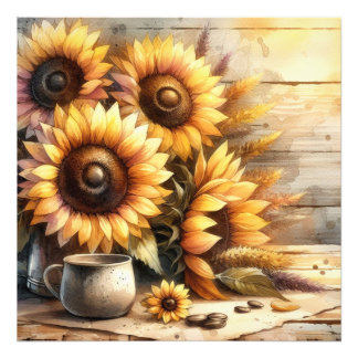 Sunflowers Watercolor Painting Photo Print