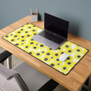 Sunflowers watercolor pattern desk mat