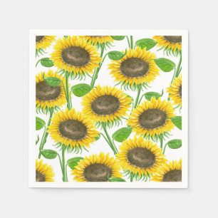 Sunflowers watercolor pattern napkin