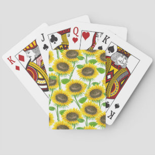 Sunflowers watercolor pattern playing cards
