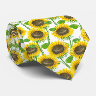 Sunflowers watercolor pattern tie