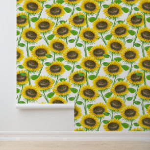 Sunflowers watercolor pattern wallpaper
