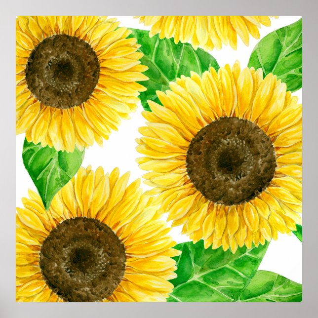 Sunflowers watercolor poster (Front)