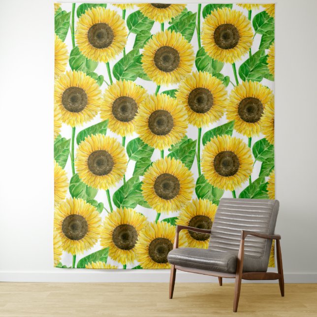 Sunflowers watercolor tapestry (In Situ)