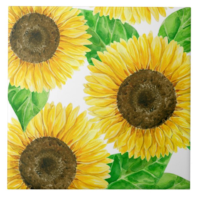 Sunflowers watercolor tile (Front)