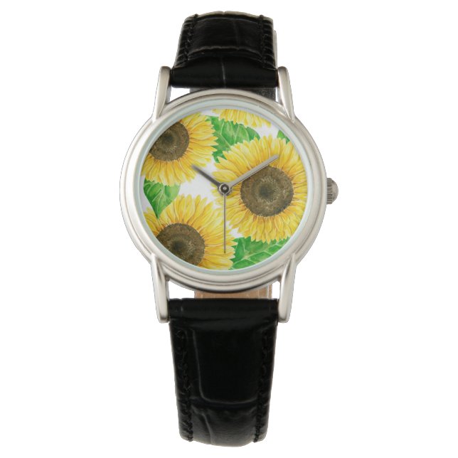 Sunflowers watercolor watch (Front)