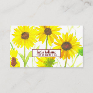 Sunflowers Watercolor Wildflower Yellow Business Card