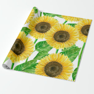 Sunflowers watercolor wrapping paper