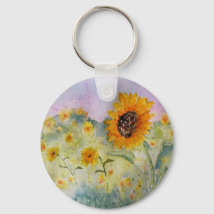 Sunflowers Watercolour Key Ring