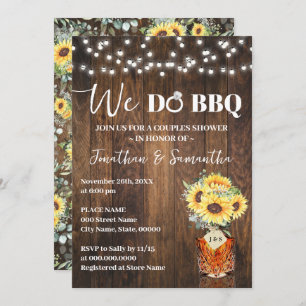 Sunflowers We do BBQ Couple Shower Country Wedding Invitation