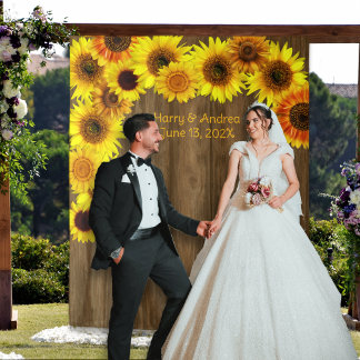 Sunflowers Wedding Backdrop to Personalize Tapestry
