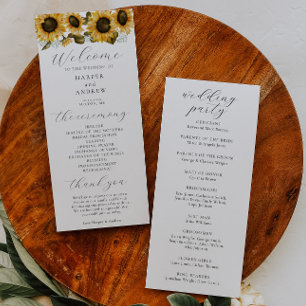 Sunflowers Wedding Ceremony Program Programme