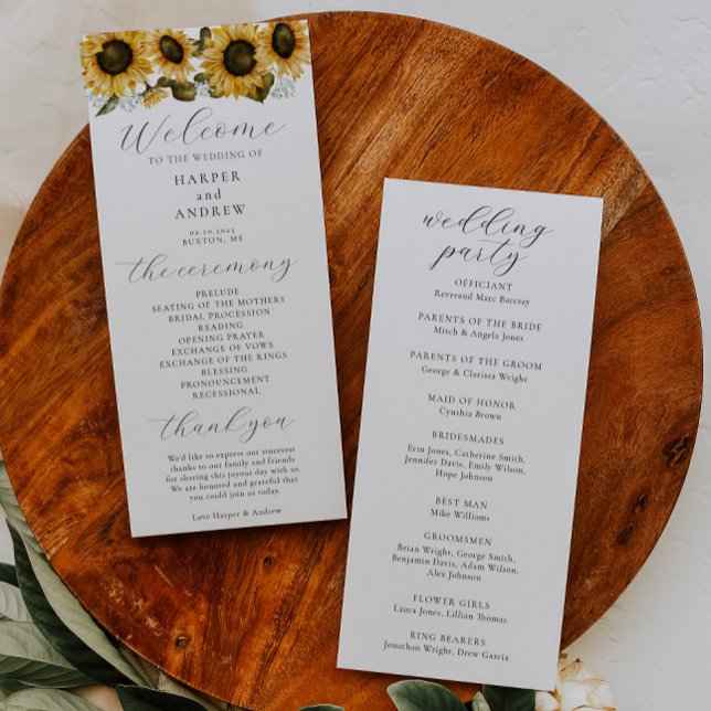 Sunflowers Wedding Ceremony Program Programme (Creator Uploaded)