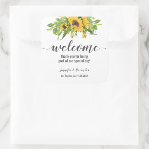 Sunflowers Welcome Square Sticker