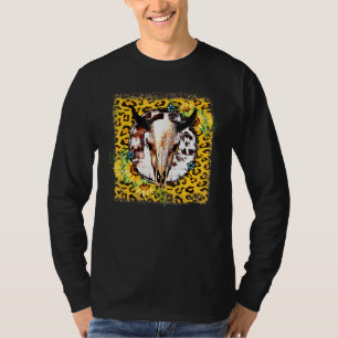 Sunflowers Western Turquoise Leopard Cow Bull Skul T-Shirt