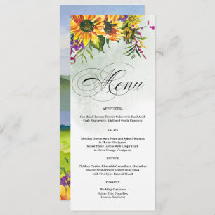 Sunflowers   Wild Meadow Wedding Menu Cards