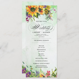 Sunflowers   Wild Meadow Wedding Program Cards