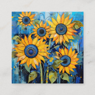 Sunflowers Wildflowers Flower Mixed Media Design Square Business Card