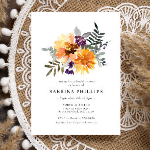Sunflowers Wildflowers Yellow Purple Bridal Shower Invitation